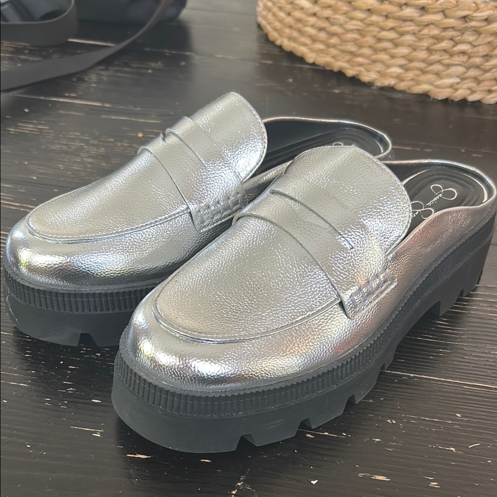 Silver Platform Loafers